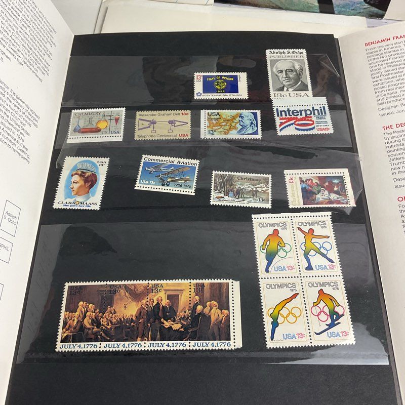 Lot Of 6 Vintage Us Mint Commemorative Stamp Sets (1974 78, 1983)