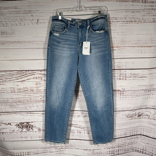 NWT Vervet Blue Lauren Distressed Medium Wash Tapered Straight Leg Jeans Size 31