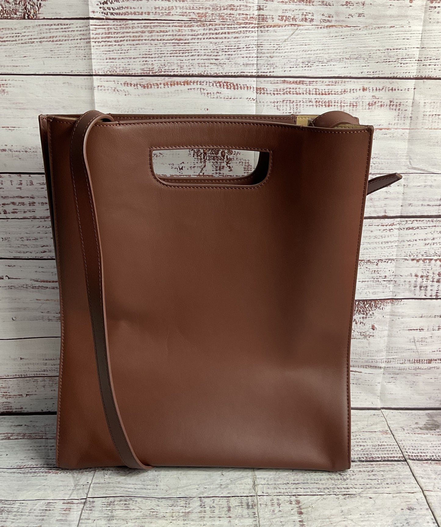 Deseri Vachetta Leather Structured Tote Brown