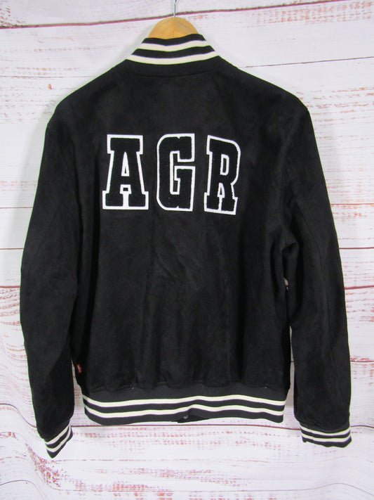Levi's Men's Black Faux Suede Varsity Jacket Monogrammed AGR Size M