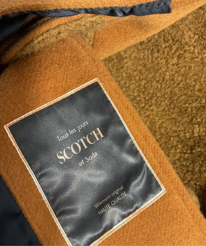 Scotch & Soda Women's Light Brown Wool Blend Fleece Button Overcoat Size M