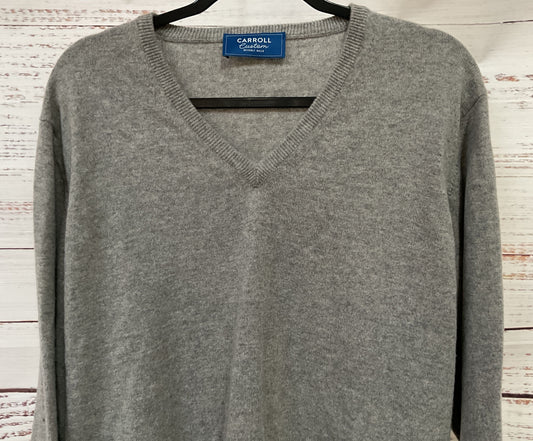 Carroll Custom Men's Gray Cashmere V-Neck Sweater Size XXL Made in Italy