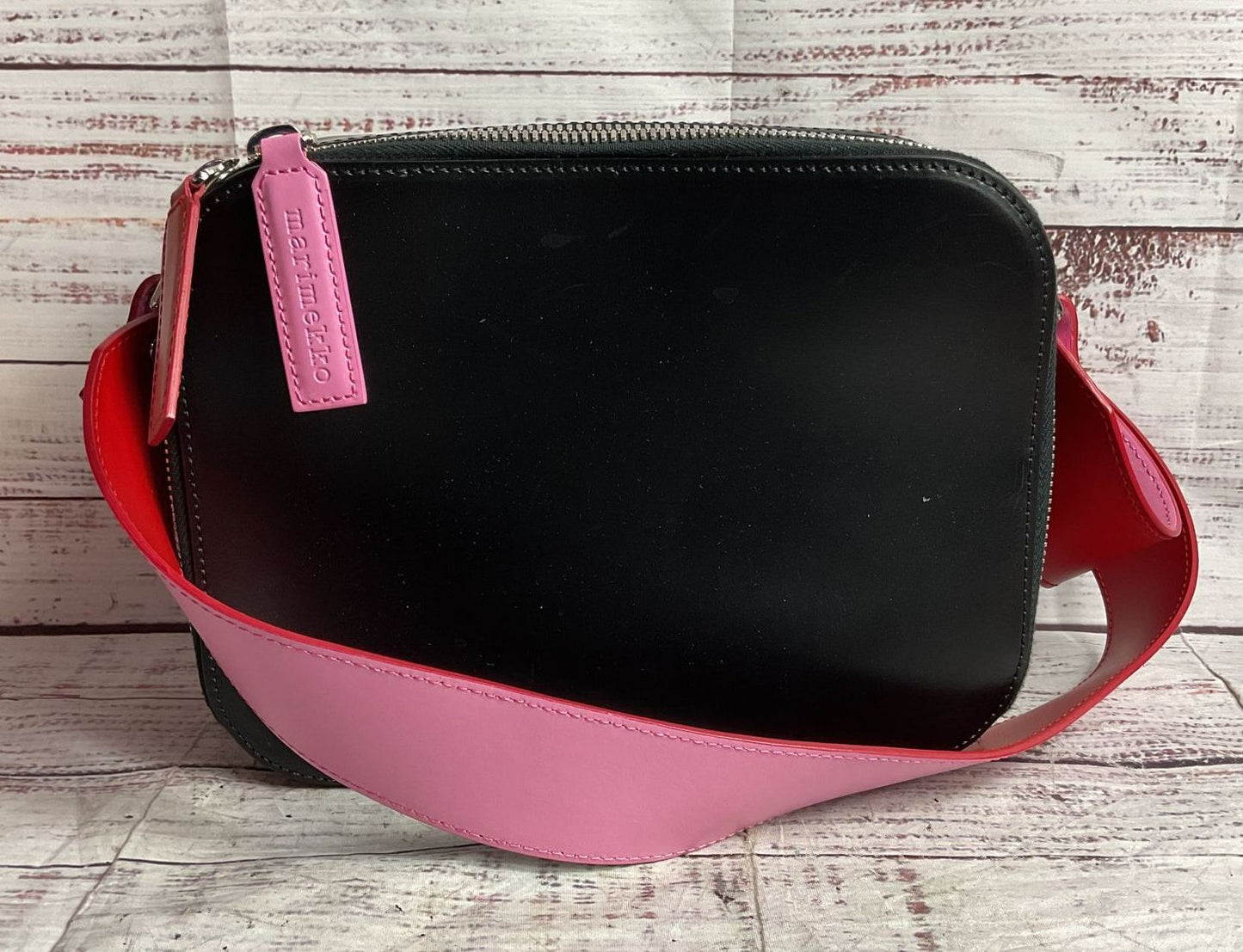 Marimekko Leather Hialmina Shoulder Bag Black