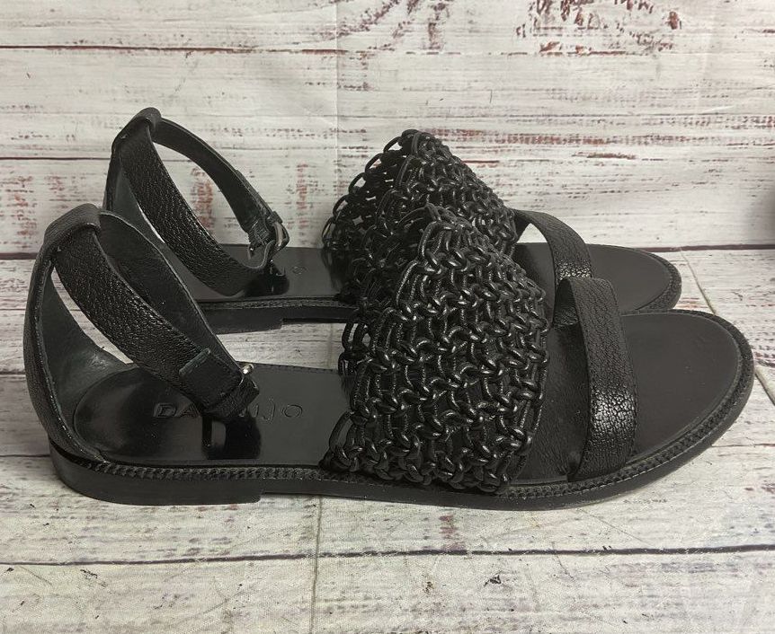 Dannijo Leather Woven Strappy Sandals Black 8