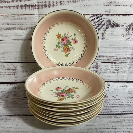 HOMER LAUGHLIN Eggshell Marilyn Pink Georgian 5" Fruit Bowls- Set of 8