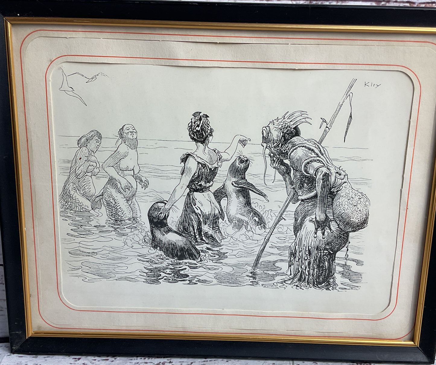 Bain de Mer by Heinrich Kley Signed Framed Print