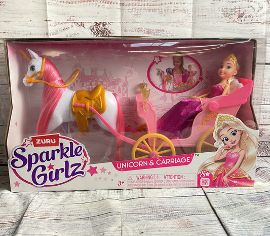 Zuru Sparkle Girlz Big Princess Doll And Unicorn Horse & Carriage