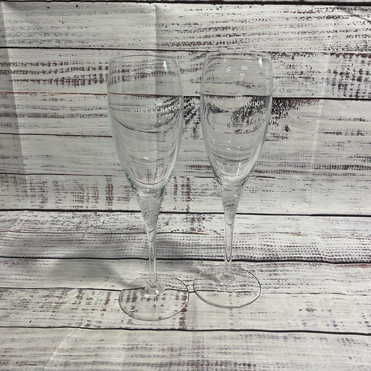 Set of 2 Moet & Chandon Imperiale 9" Glass Champagne Flutes