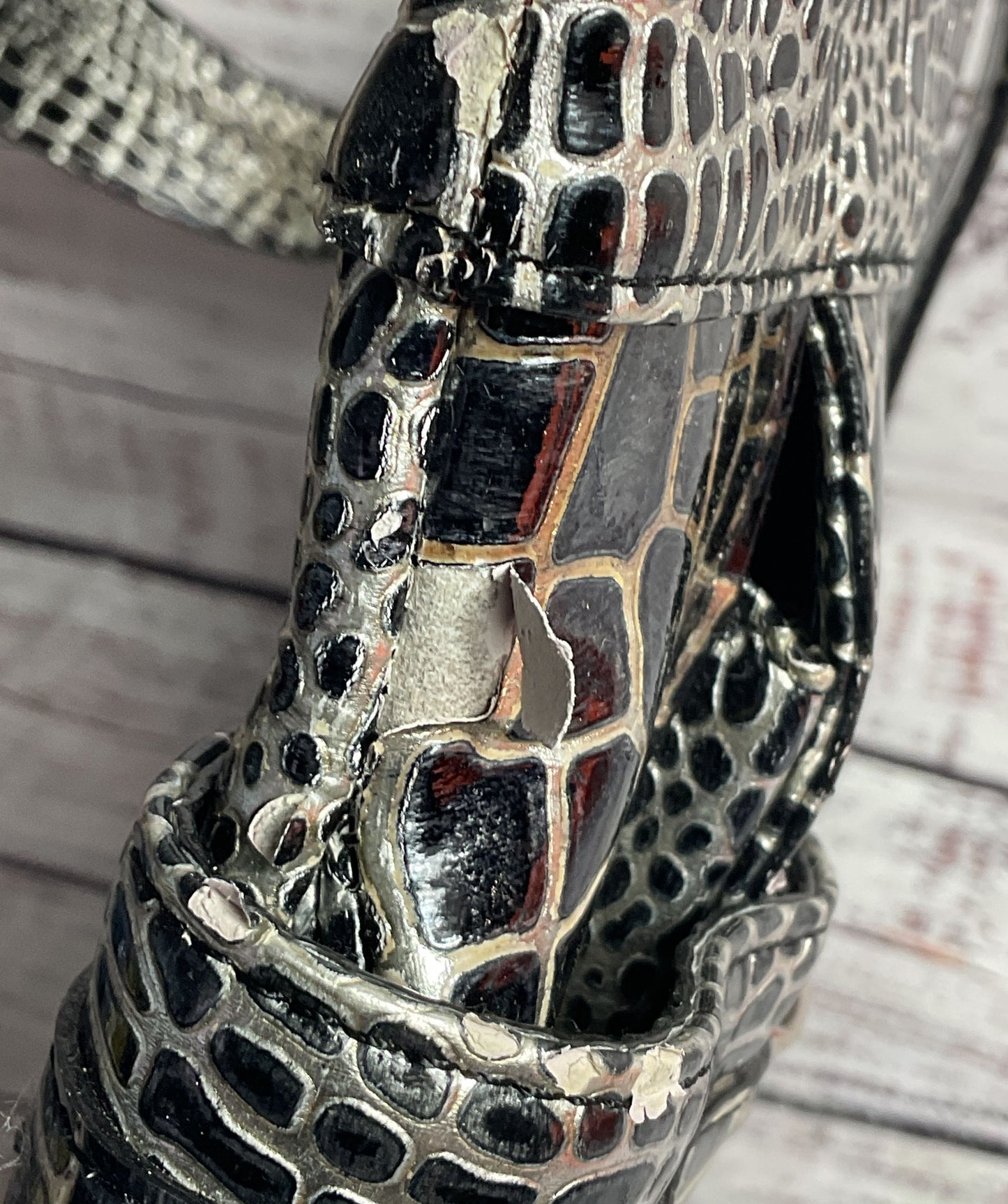 Charlie Lapson Leather Crocodile Embossed Shoulder Bag Black