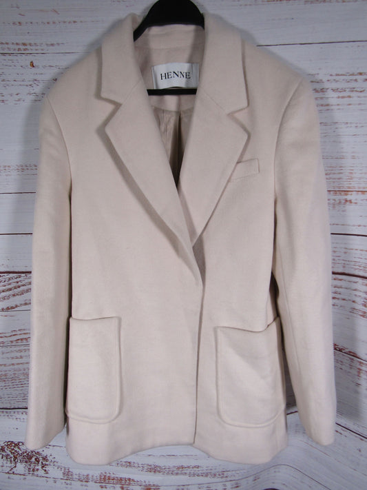 Henne Women's Beige Wool Blend Jacket Size 8