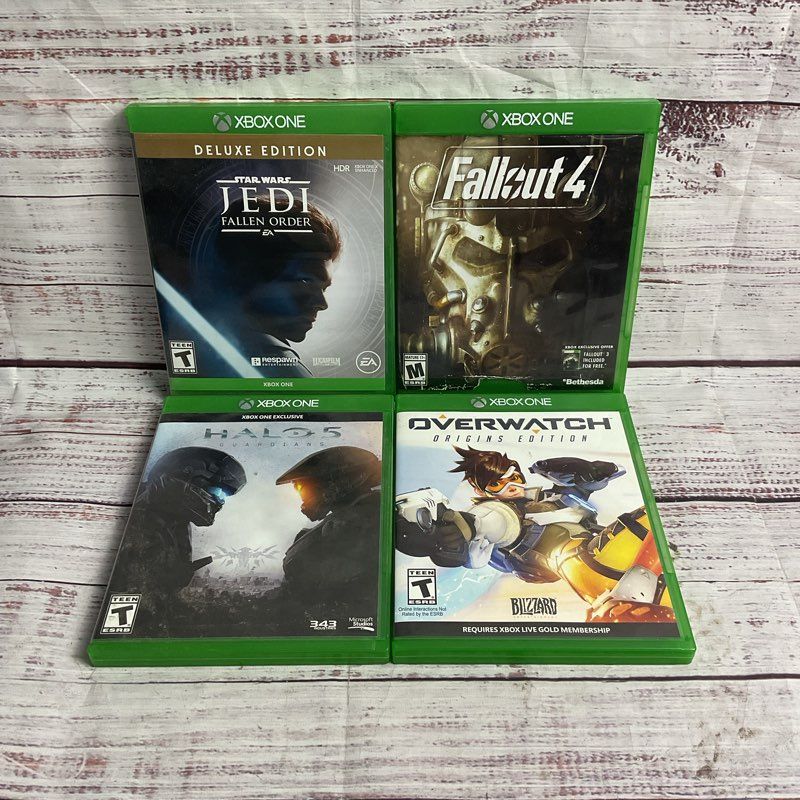 Xbox One 4 pc. Game Bundle Fallout 4, Jedi Fallen Order, Halo 5, Overwatch