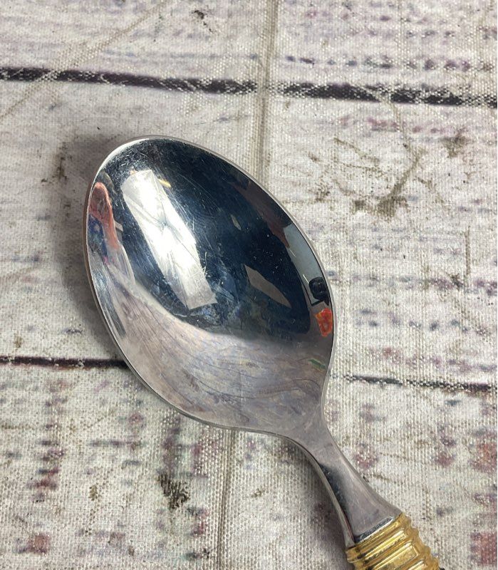 Laslo Mikasa Continental Set of 12 Stainless Steel Small Spoons Black Gold