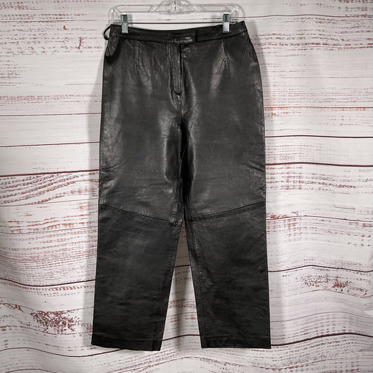 AMANDA SMITH Women's Black Leather Pants- SZ 8 Petite