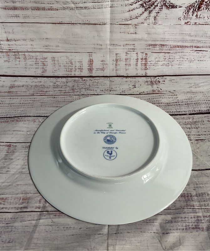 Set Of 3 Raynaud Ceralene Limoges Crinoline Black Dinner Plate White Gold 9"