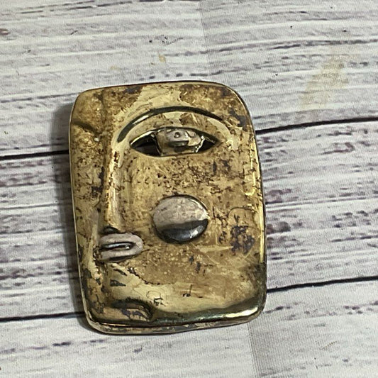 VTG. R.B. RUTH BLOCH Sterling Silver 2.75" Face Brooch- 26.46g