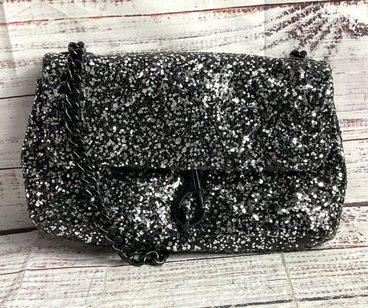 Rebecca Minkoff Edie Date Night Glitter Crossbody Bag Negro Plata Silver