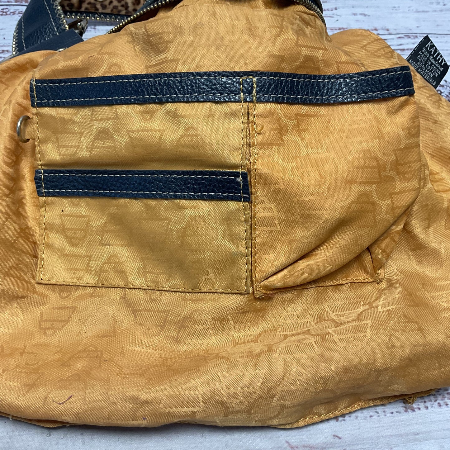 Kathy Van Zeeland Navy Blue Handbag Shoulder Hobo Bag Purse