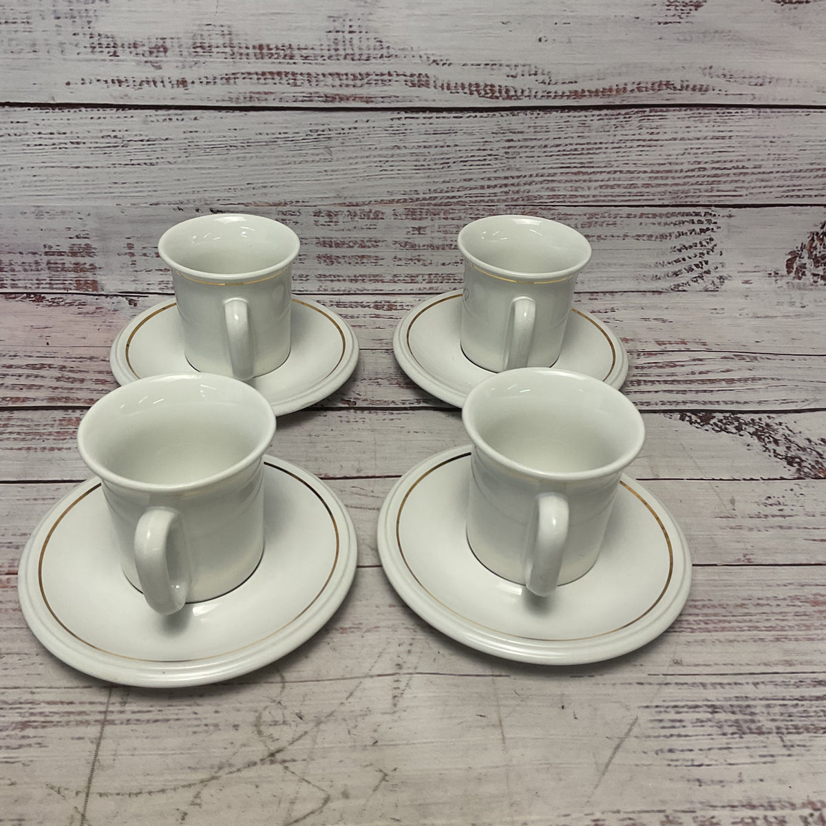 ACF Cappuccino Espresso Gold Mug Cup Saucer Italian Ceramic Lot Of 4 Monogram L