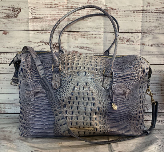 Brahmin Duxbury Reptile Embossed Weekender Bag Washed Indigo