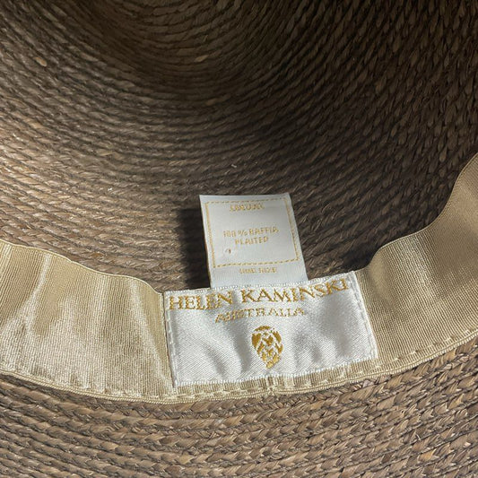 Helen Kaminski Brown Woven Raffia Star Fedora Hat - Size OS