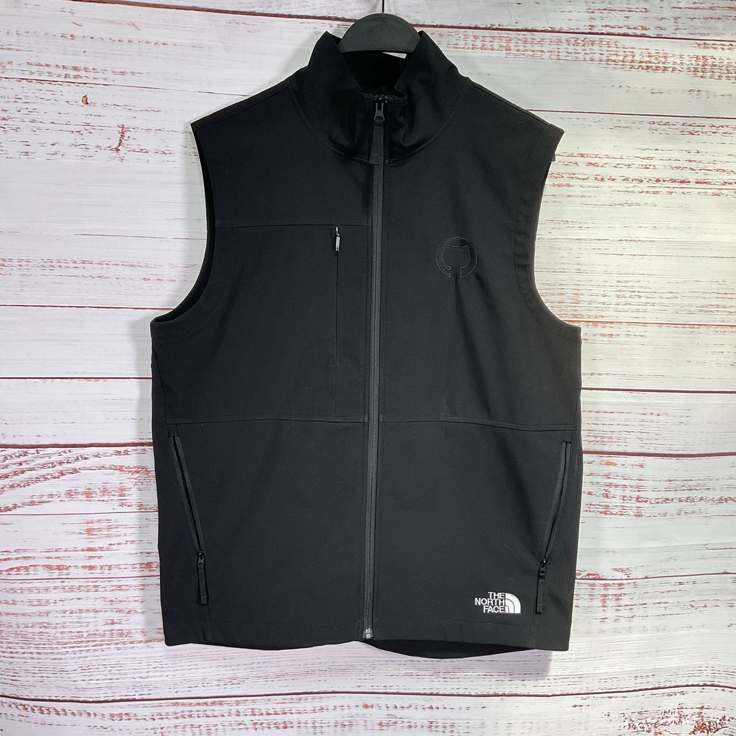 The North Face Black Castle Rock Github Logo Embroidered Polyester Vest - Size M