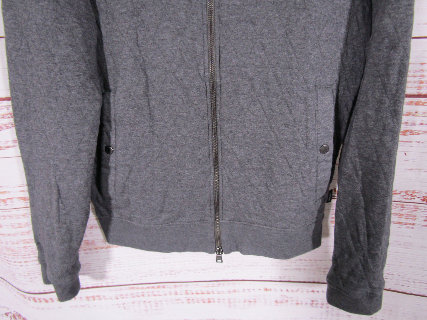 Hugo Boss Men's Gray Quilted Cotton Blend Slim Fit Bomber Jacket Size S