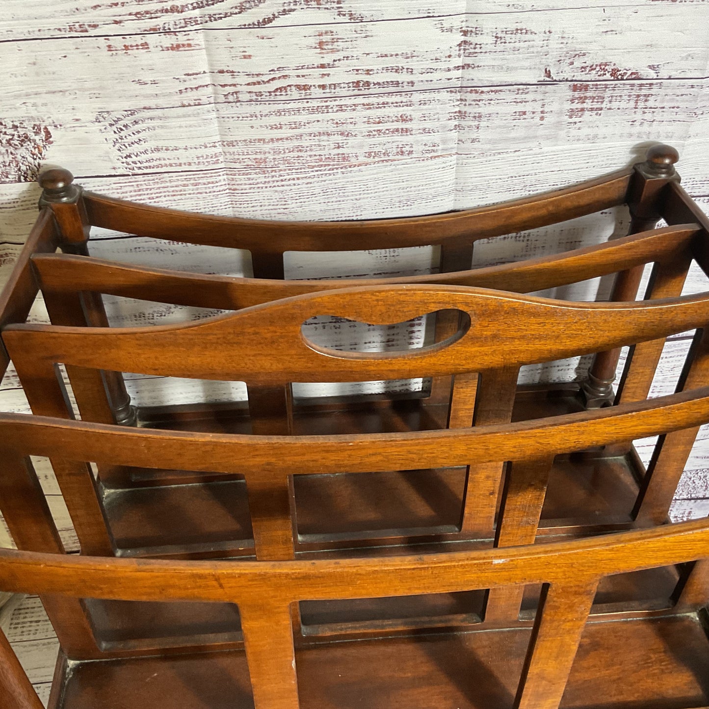 ANTIQUE Eng. Canterbury Mahogany Magazine Rack with Drawer- 20" x 19.5" x 13.75"