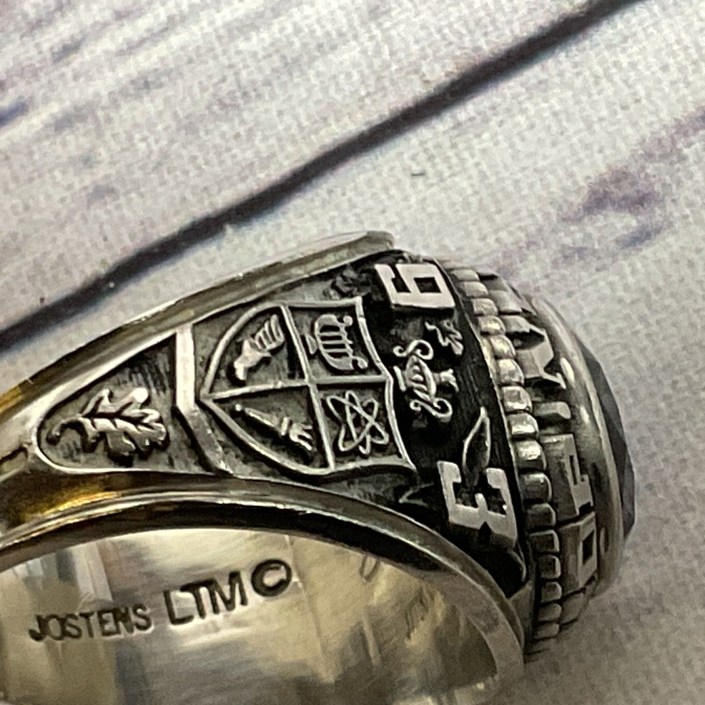 JOSTENS LTM Silver Tone & 10mm Lavender Sapphire Gorman Bishop Class Ring SZ 8.5