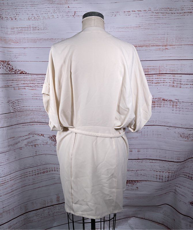 IRO Crepe Danube Belted Pleated Mini Dress Cream 8