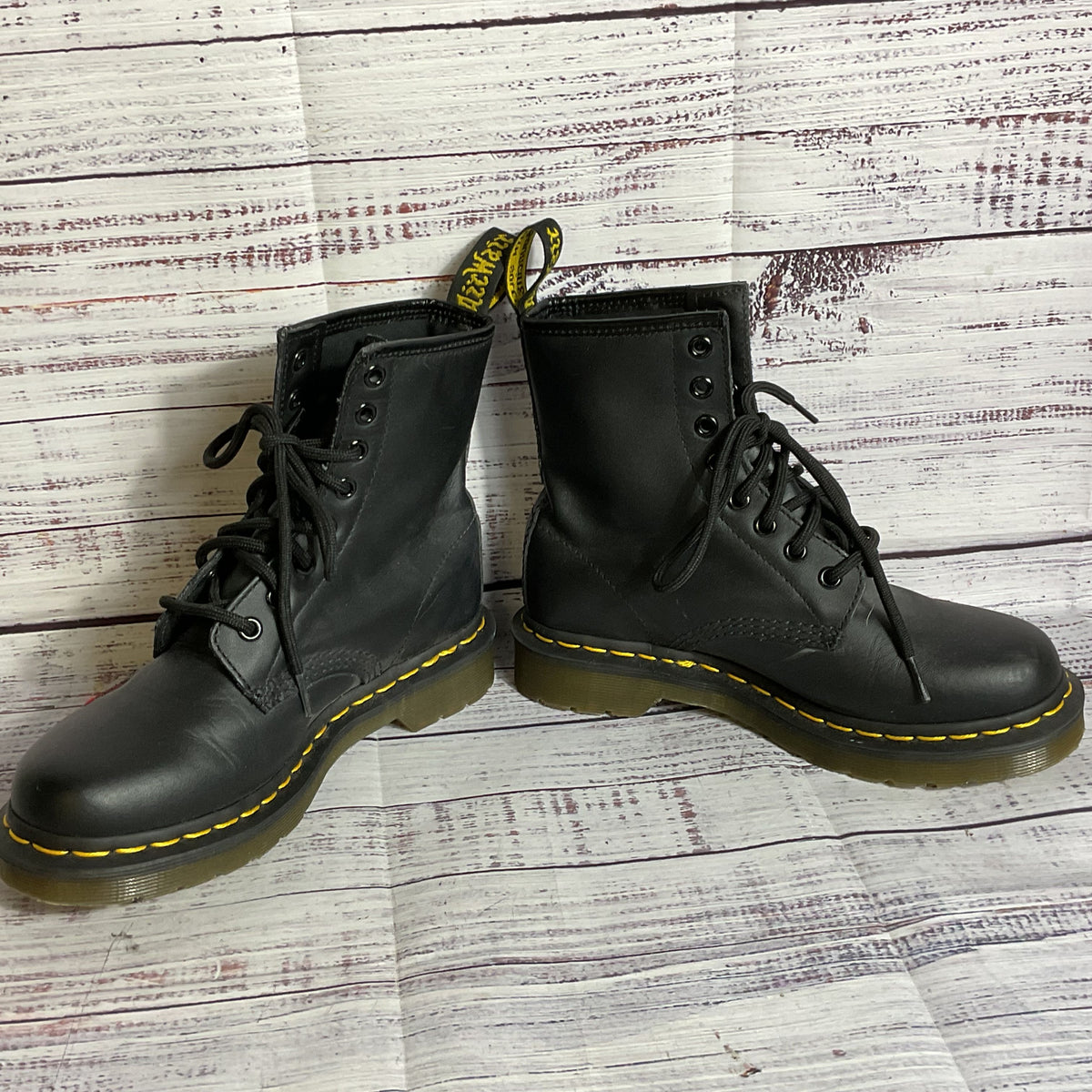 DR. MARTEN'S 1460 Vonda Women's Black Embroidered Roses Leather Boots- SZ 5