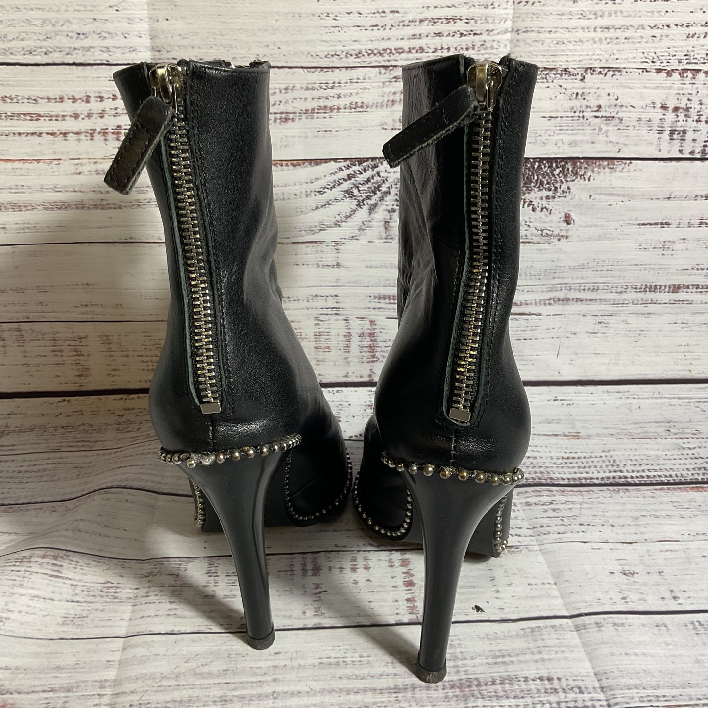 ALEXANDER WANG Eri Women's Black Studded Pointy Back Zip Booties/Boots- SZ 39