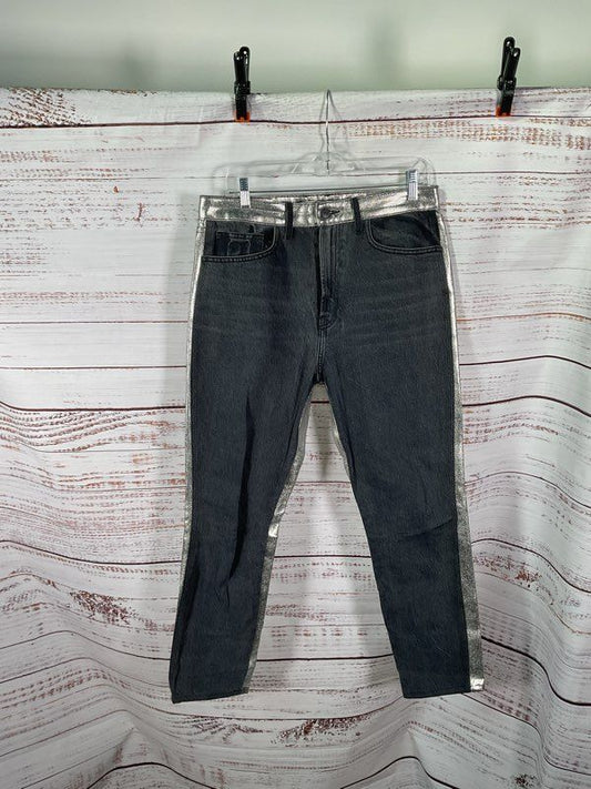 Jordache Two Tone Contrast Bonded Metallic Vintage Straight Pants Size 30