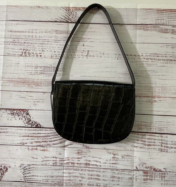 Francesco Biasia Black Crocodile Embossed Shoulder Bag GREAT CONDITION!