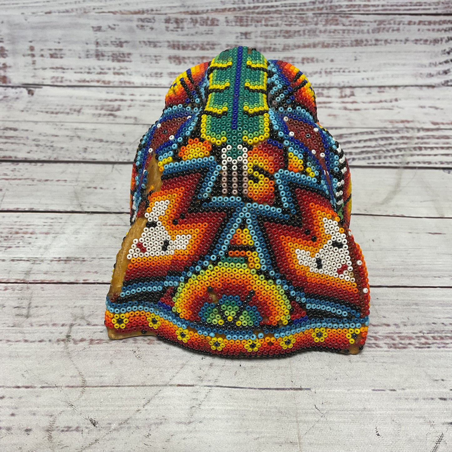 Wixárika Huichol Colorful Beaded Jaguar Head Jalisco Mexico Sculpture Obdulia