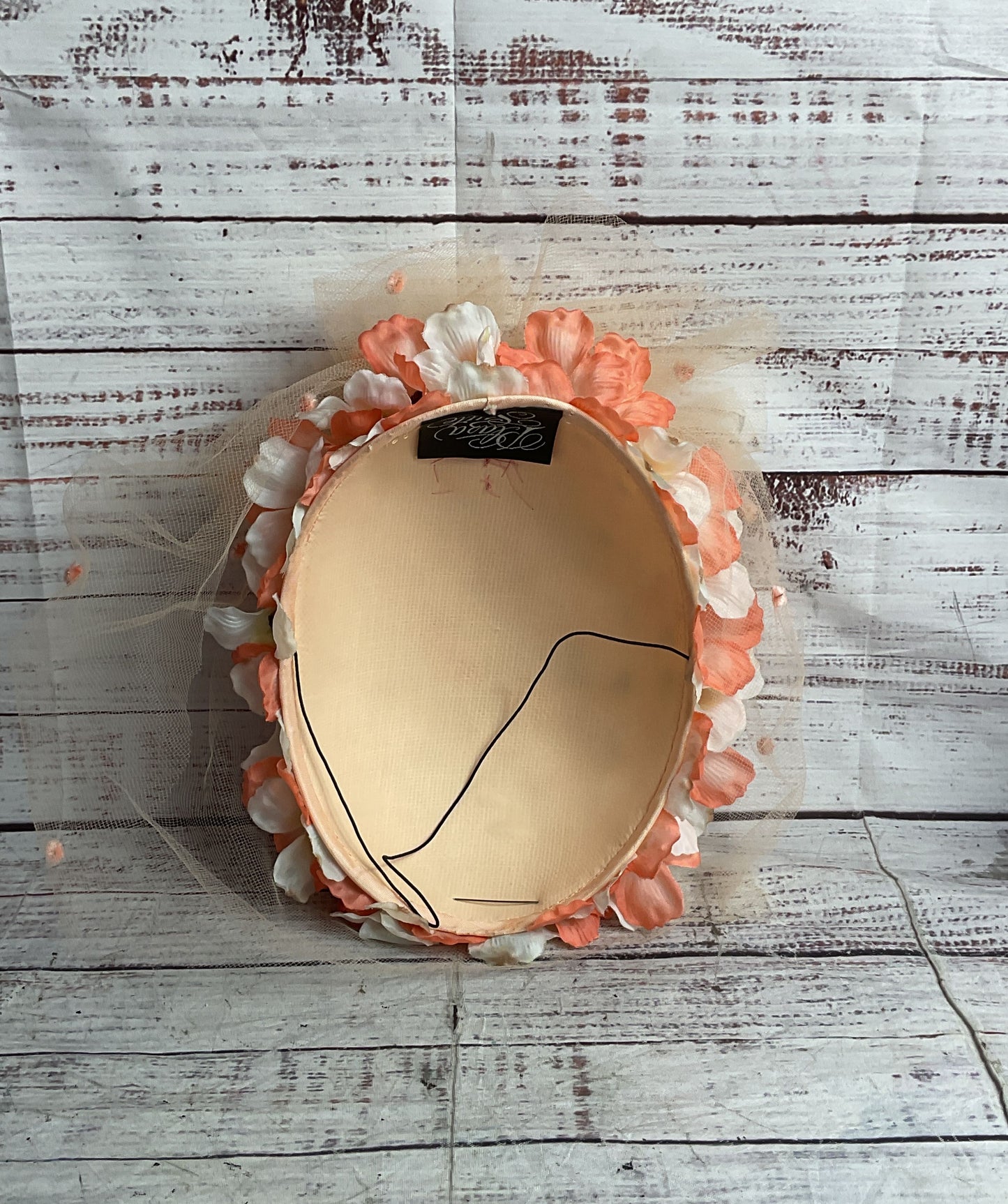 Plaza Suite Vintage Floral Veil Hat Peach OS