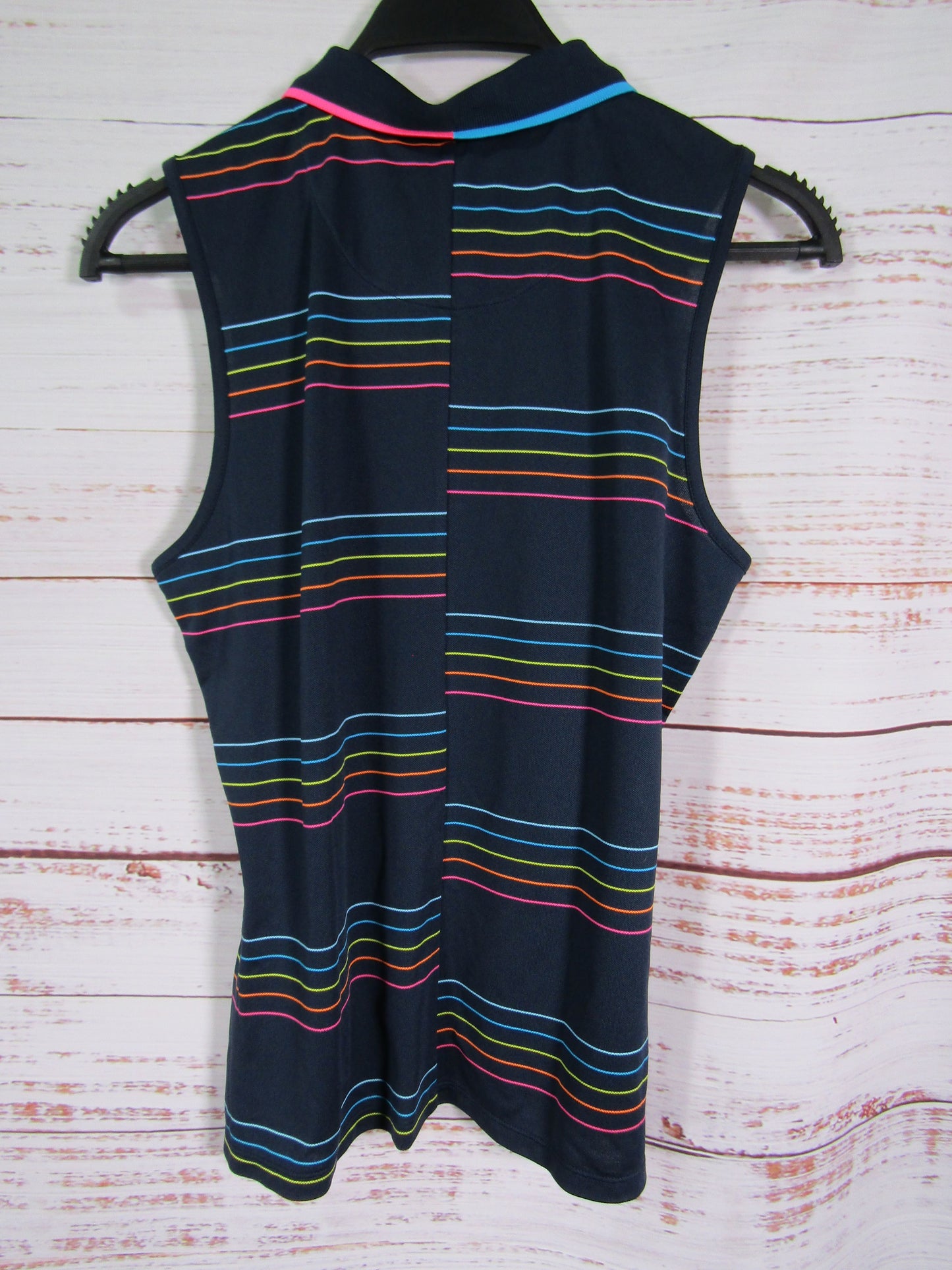 G-Fore Women's Blue Offset Stripe Sleeveless Polo Size S