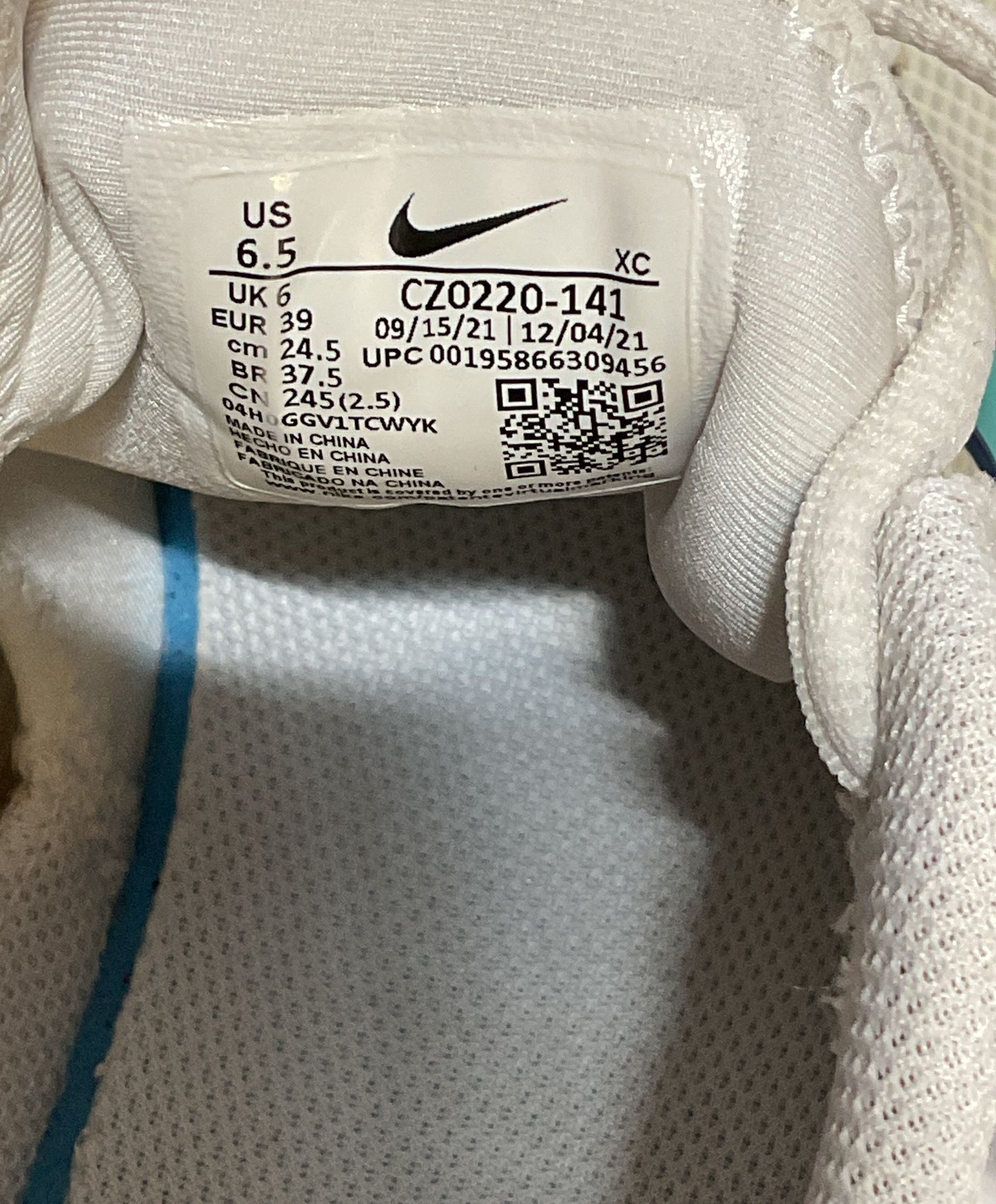 Nike Men's Court Air Zoom Vapor Pro White Dynamic Turquoise 6.5