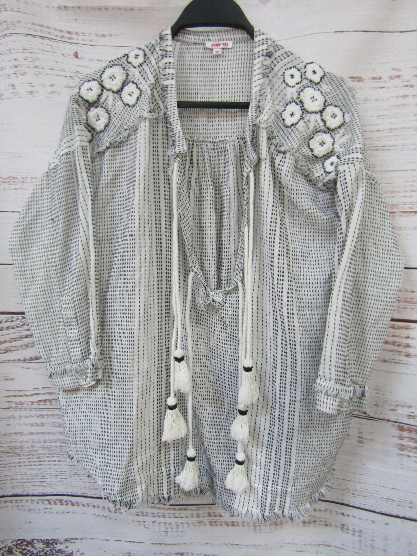 Johnny Was Jacque Women's White Embroidered Tunic Blouse Size XS R1051AS