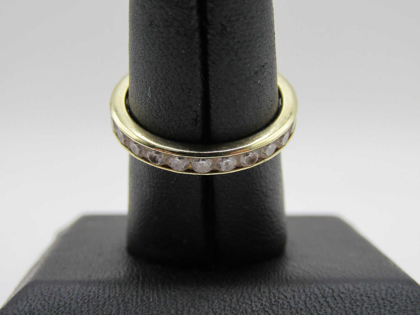 LI 3mm 14k Yellow Gold CZ Eternity Band Ring Size 7.5