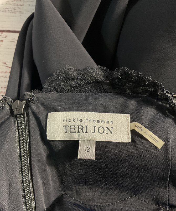 Rickie Freeman Teri Jon Women's Top Lace Formal Black Dress Size 12