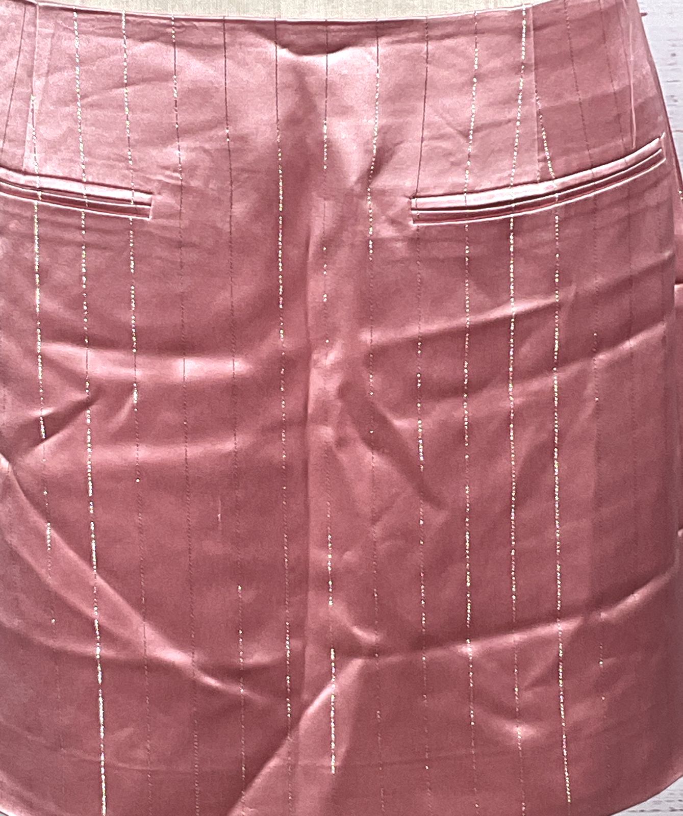 Nonchalant Tove Satin Pinstripe Mini Skirt Desert Rose XXL