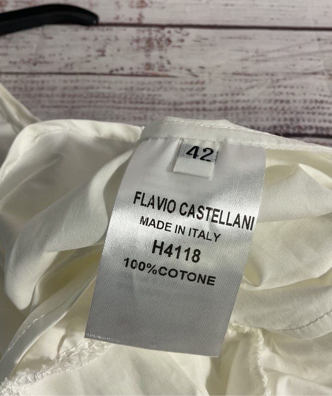 Flavio Castellani Women's White Sleeveless Button Dress Size 42 Made in Italy