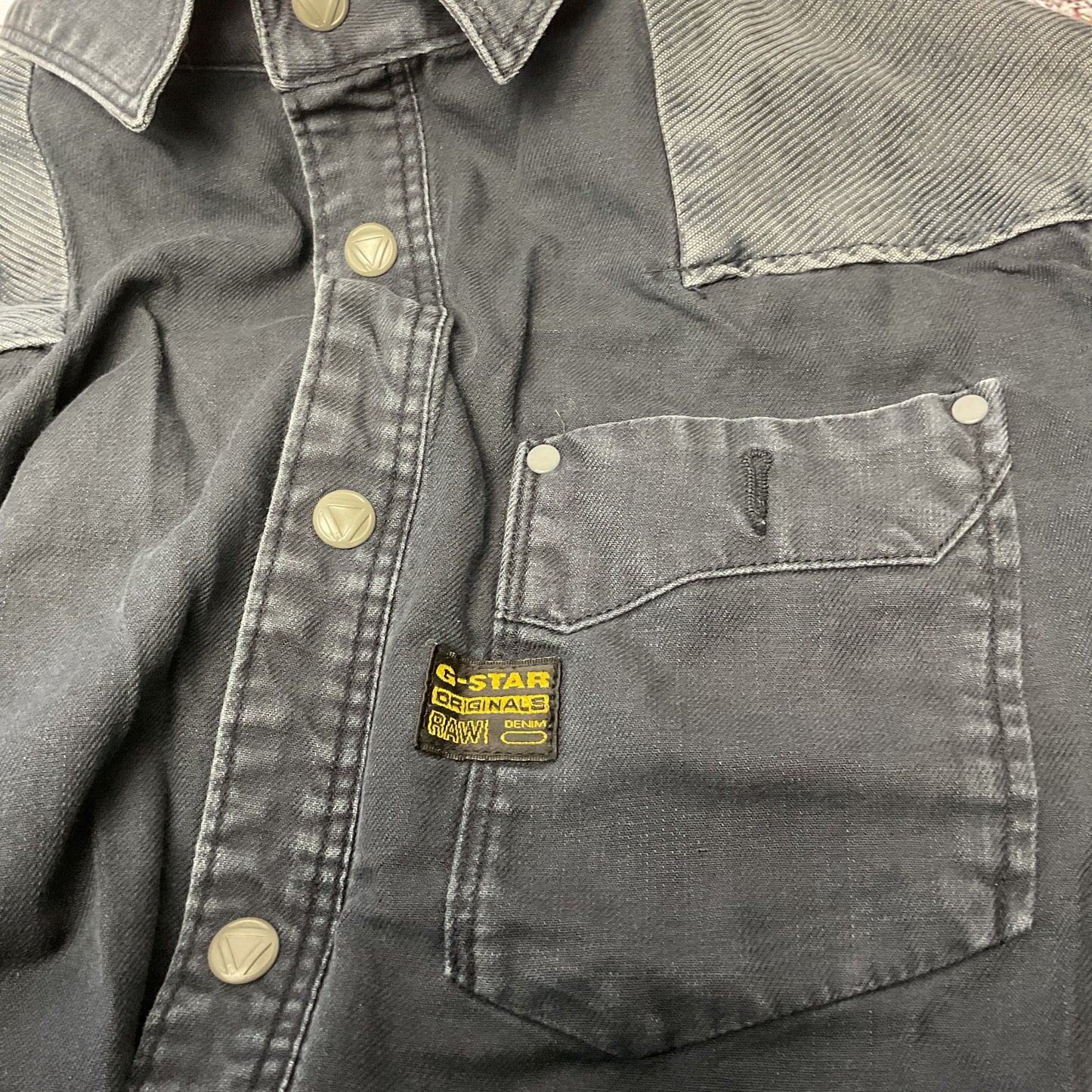 G-Star Raw Denim Blue Button Snap Corduroy Long Sleeve Shirt - Size S