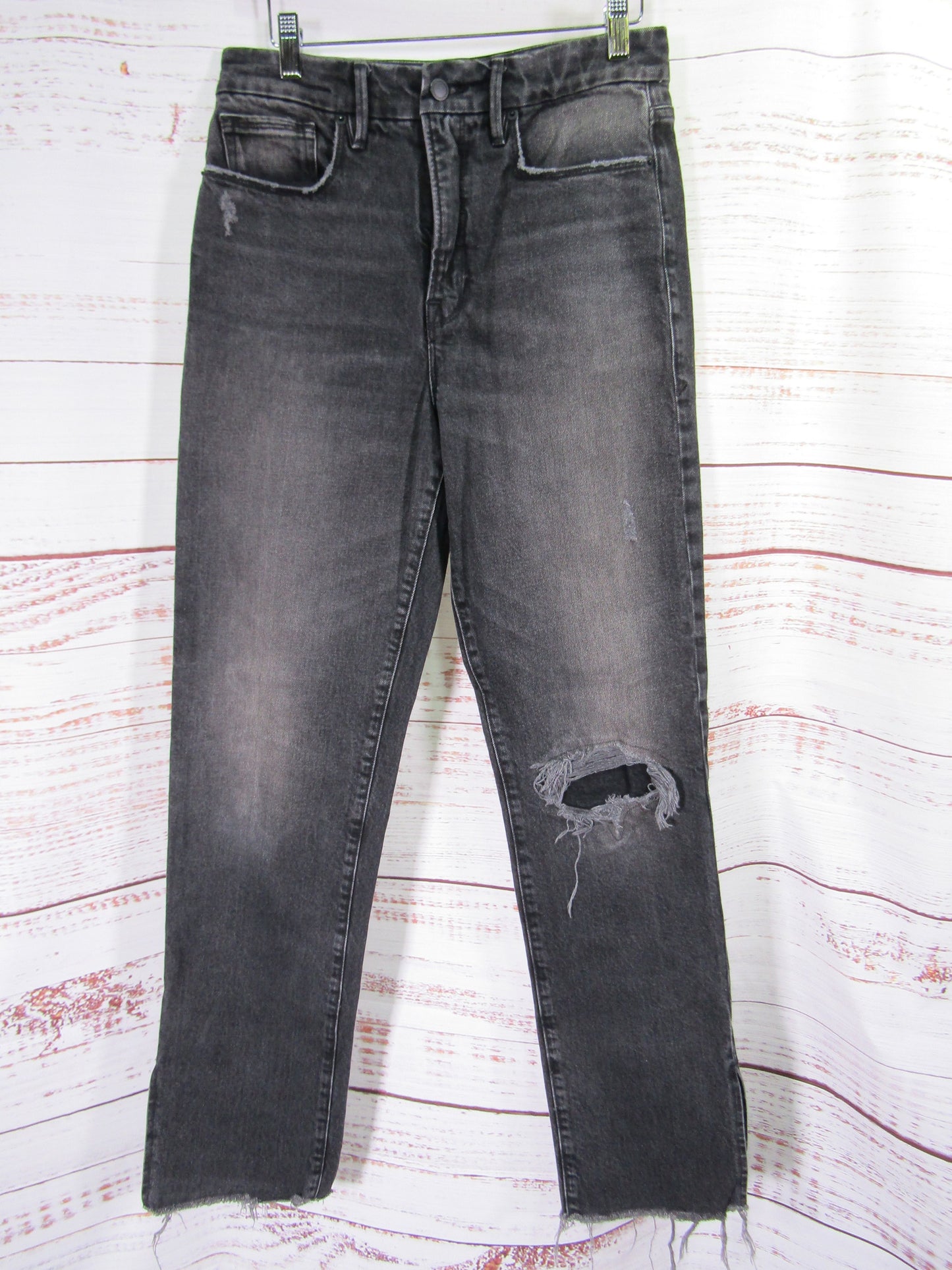 Good American Good Boy Women's Black Distressed Jeans Size 28