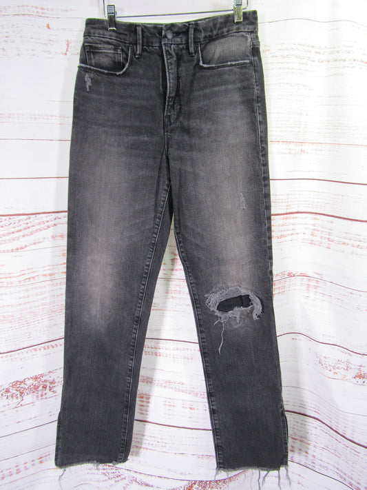Good American Good Boy Women's Black Distressed Jeans Size 28