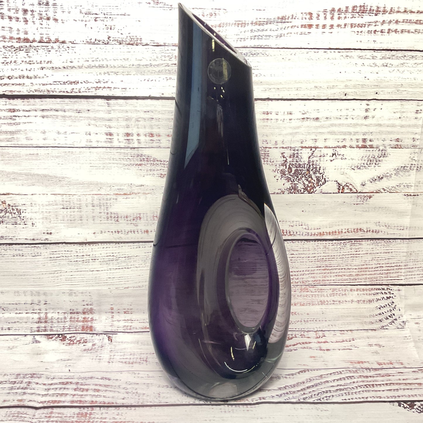 Bombay Company Purple And Clear Crystal Art Glass Vase 14"