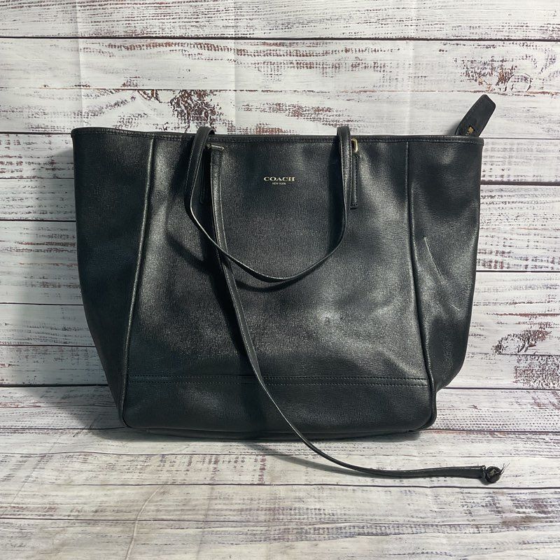 Coach NorthSouth City Tote Black Crossgrain Leather Purse #23821