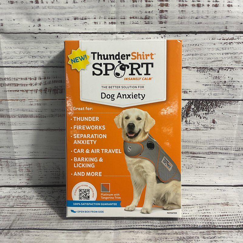 NOB Thundershirt Sport Dog Anxiety Vest Platinum Orange Trim
