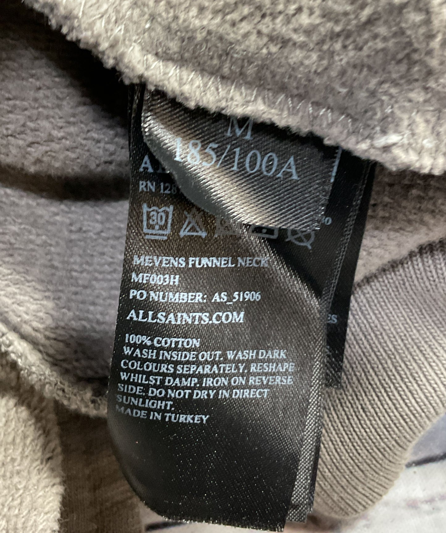 AllSaints Mevens Funnel Neck Sweater Heather Gray M
