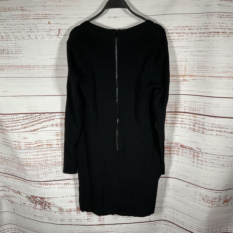 Ted Baker Black Sweetheart Neck Ribbed Knit Bodycon Mini Casual Dress - Size 6